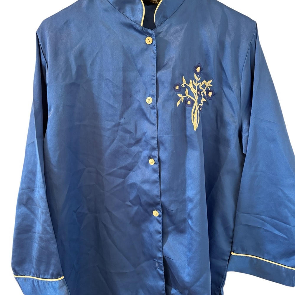 Blue Satin Embroidered Women's night shirt